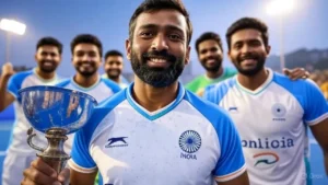 Indian hockey team celebrating epic 2025 Asia Cup victory in Rajgir Bihar