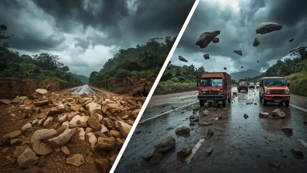 Kandhamal Ganjam highway blocked by monsoon debris