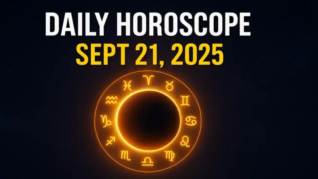 September 21 2025 Horoscope Eclipse with Zodiac Signs Banner